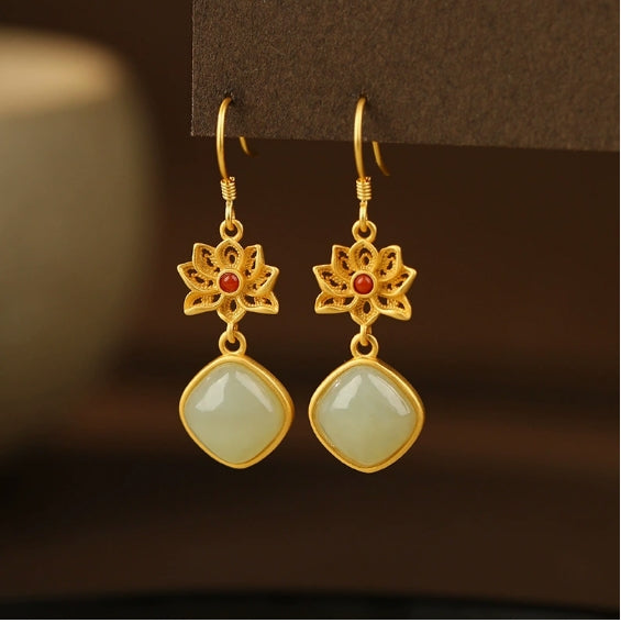 Twin Lotus Fortune Earrings