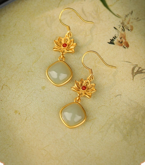 Twin Lotus Fortune Earrings